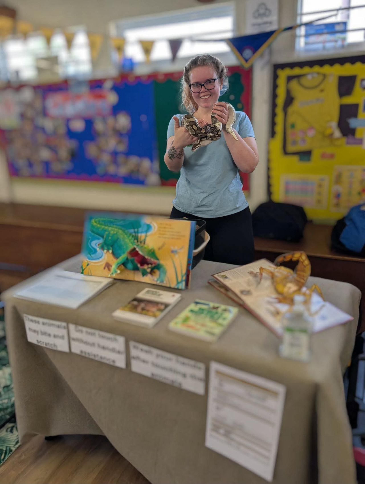Learners meeting an animal during an educational Zyta's Creatures session